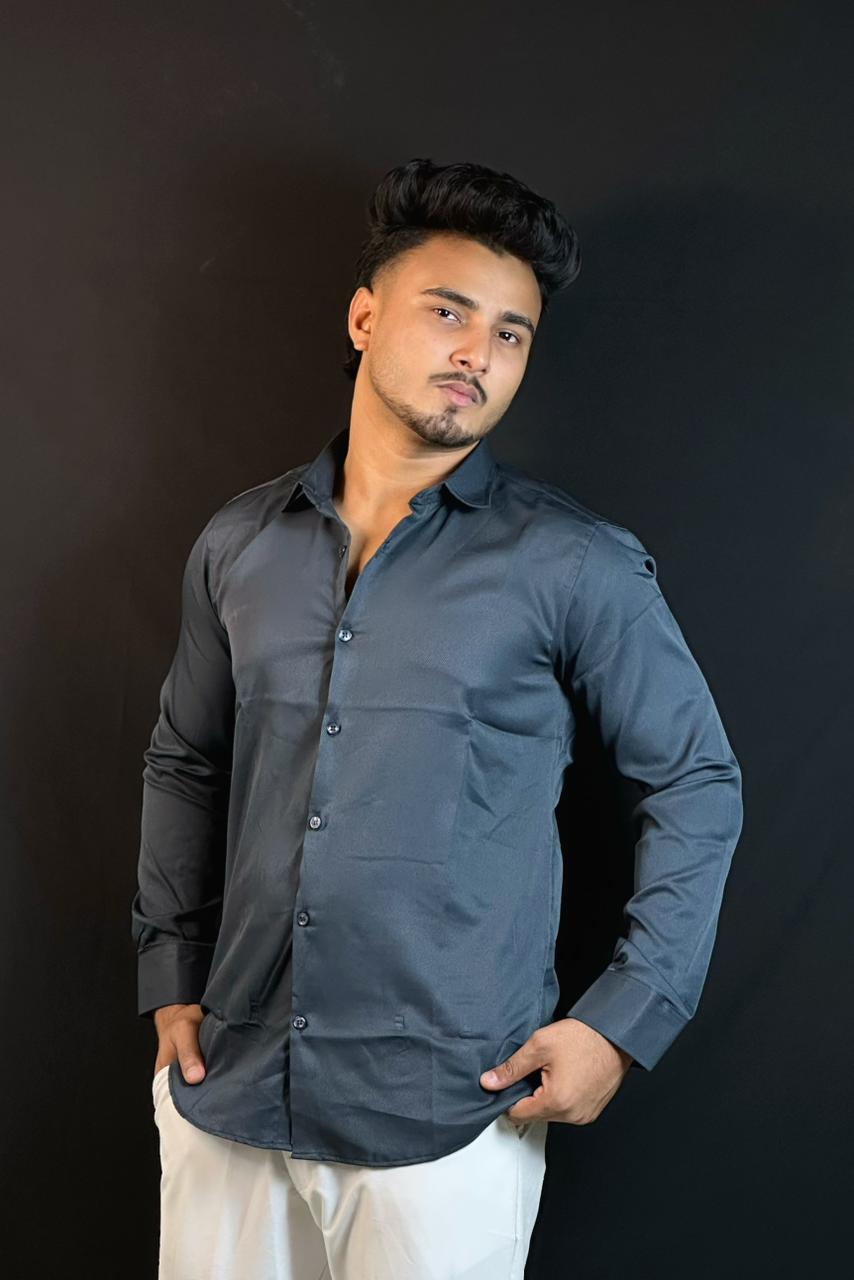 Charcoal Gray Colour Cross Formal Shirt – Premium Quality